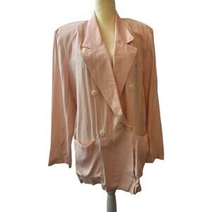 Liz Sport Vintage Garden Party Double Breasted Blazer, Pink, Size Large, NWT